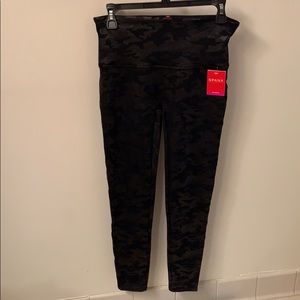 Spanx camo faux leather shape leggings
